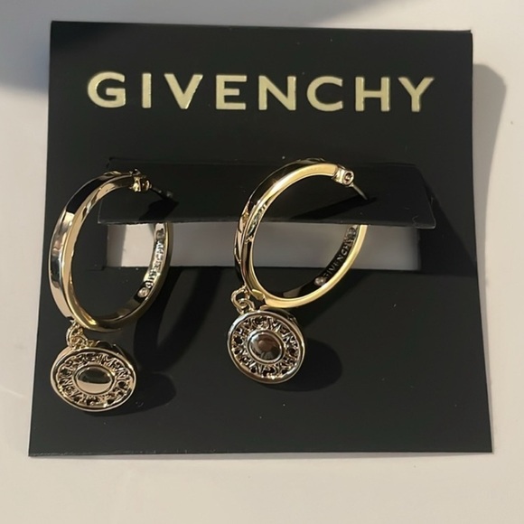 Givenchy Gold-Tone Logo Coin Charm Hoop Earrings - Picture 3 of 3